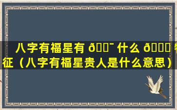 八字有福星有 🐯 什么 🐕 特征（八字有福星贵人是什么意思）